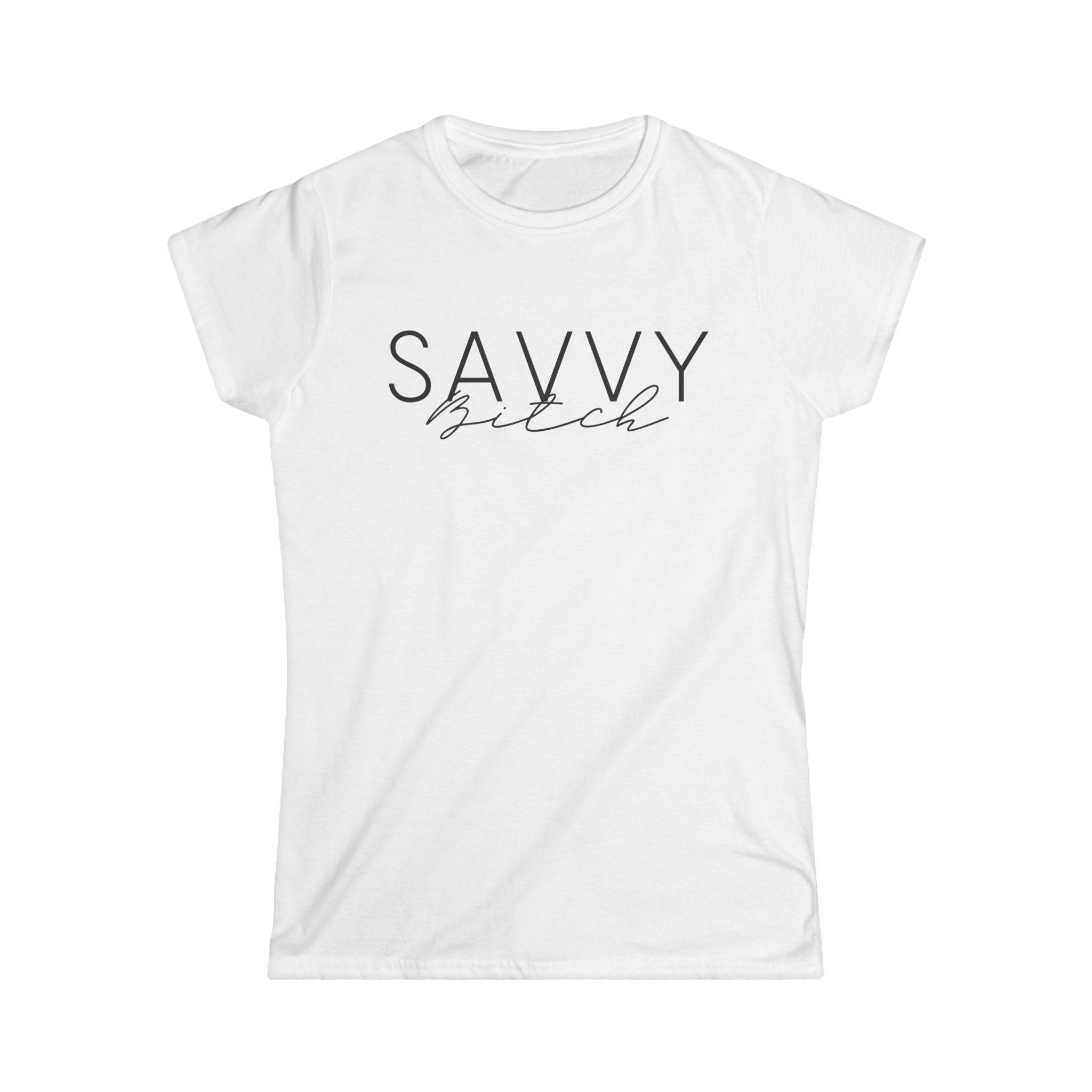 Women's Softstyle White Graphic Tee "Savvy Bitch"