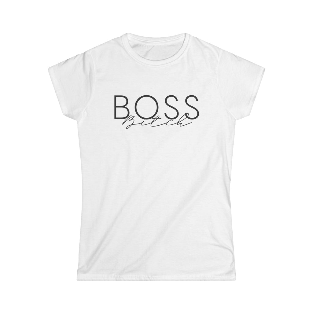 Women's Softstyle White Graphic Tee "Boss Bitch"